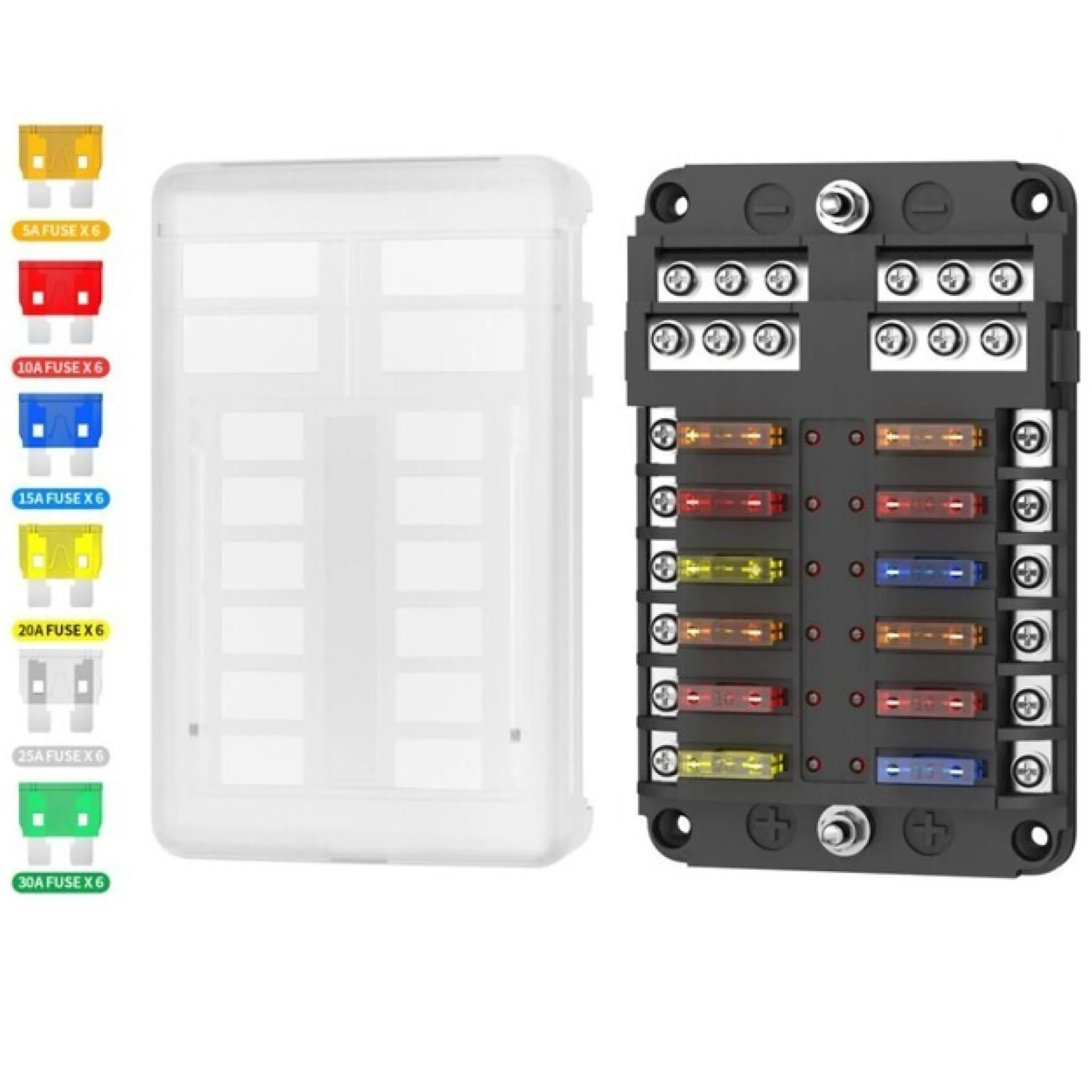12 Device Fuse Block Fuse Box - Blade Fuse - LED Indicators