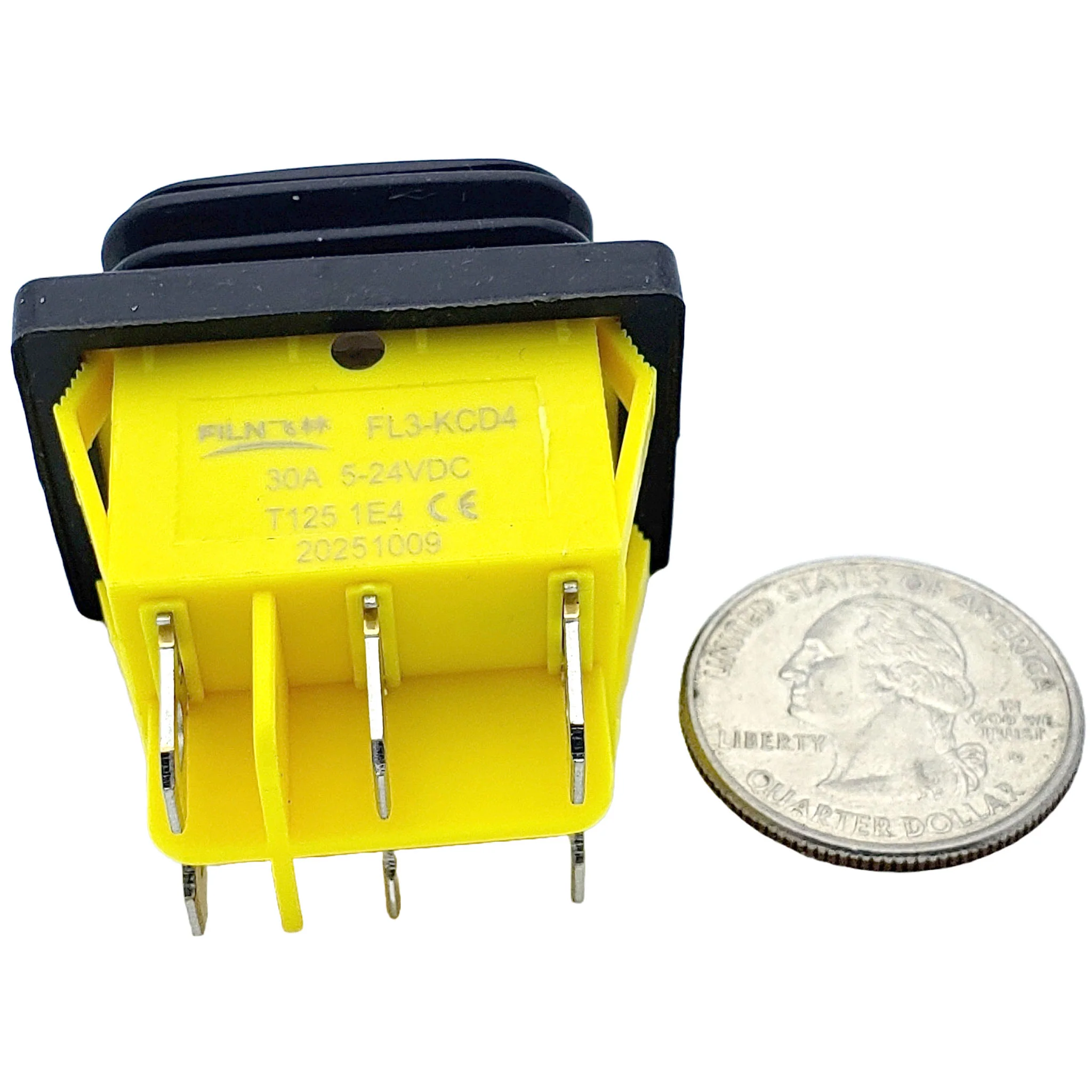 15A Waterproof Rocker Switch with Green LED Indicator (ON-OFF-ON) - Image 2