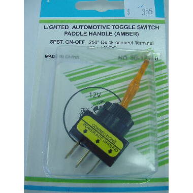 SPST Lighted Toggle Switch Paddle Handle Orange 20A