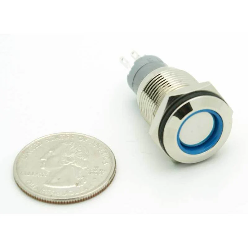 SPDT Sealed Illuminated Push Button Switch ON-OFF (Blue) - Image 4