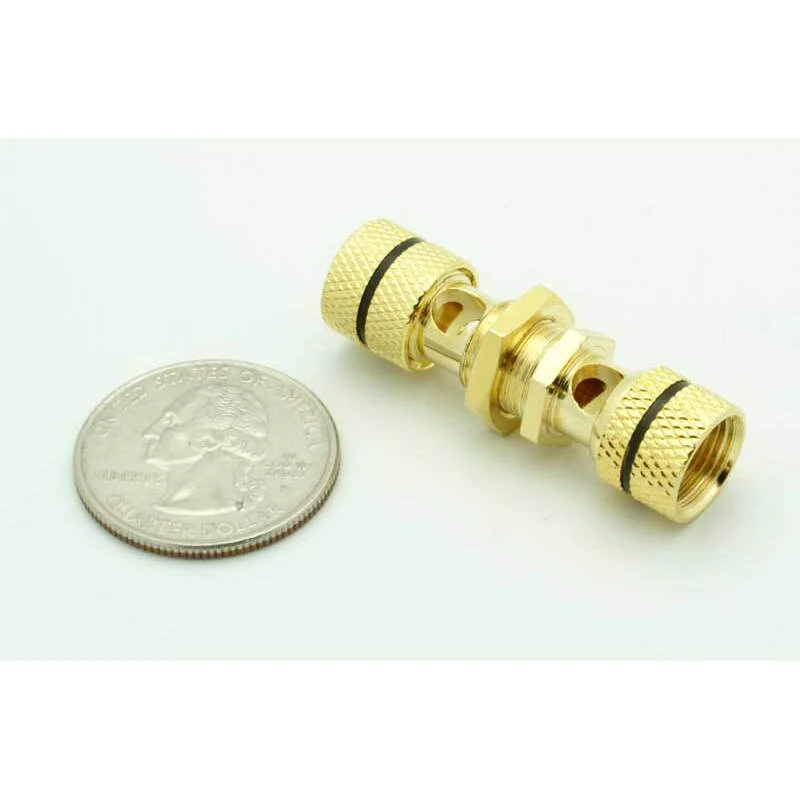 Gold Low Profile Banana Jack / Binding Post - Black - Image 3