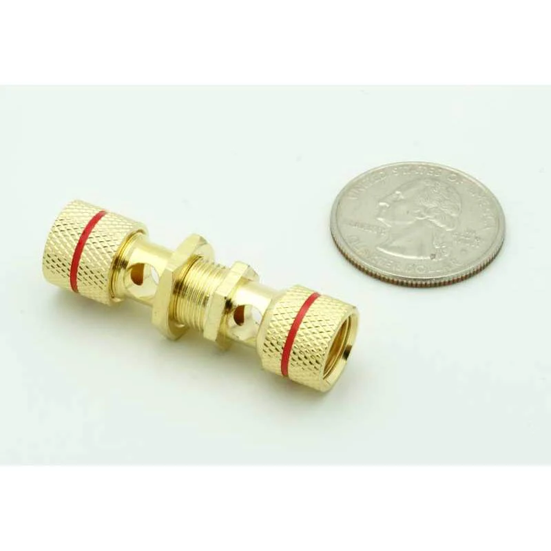 Gold Low Profile Banana Jack / Binding Post  - Red - Image 3