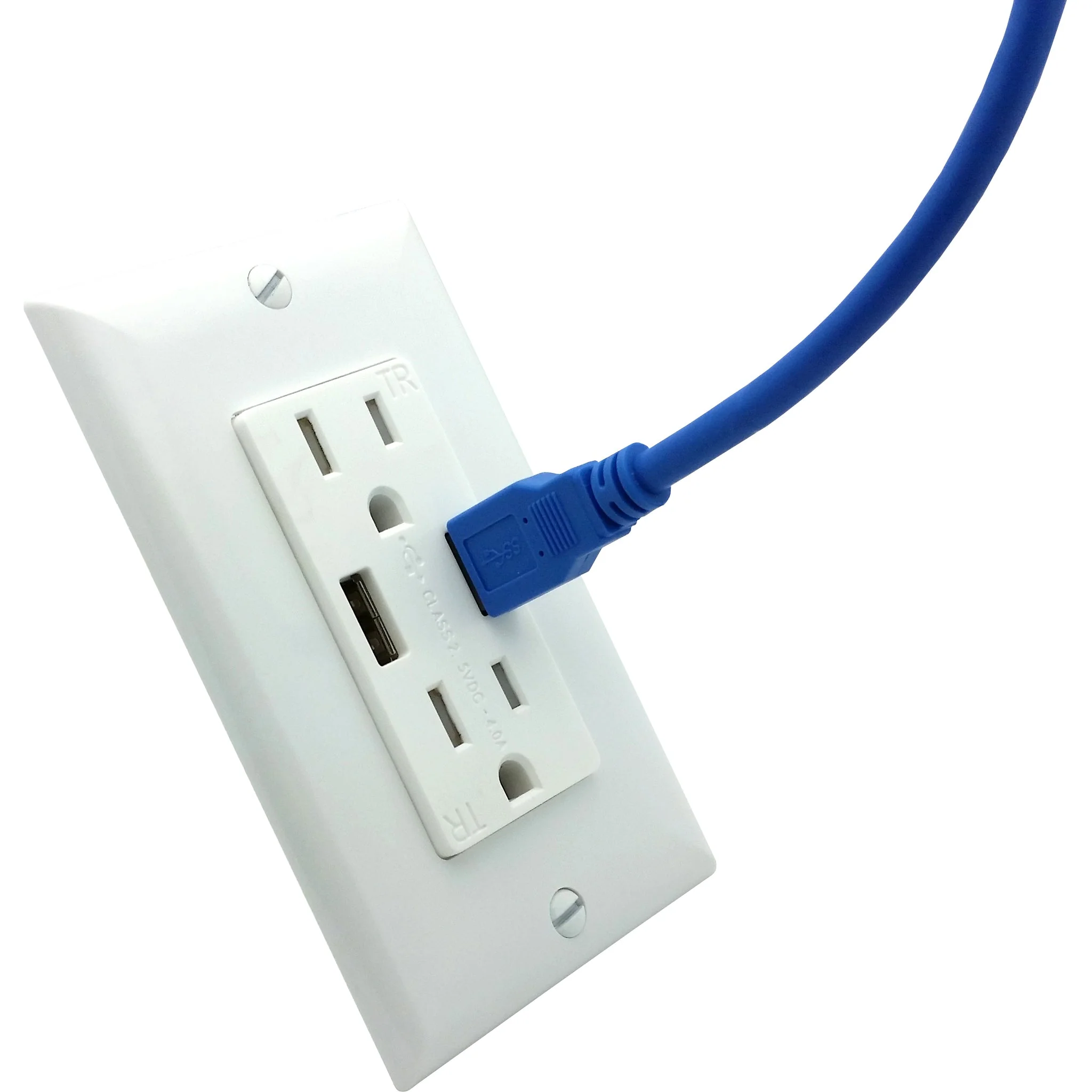 USB Power Outlet 4A Fast Charging w/ Wallplate - Image 3
