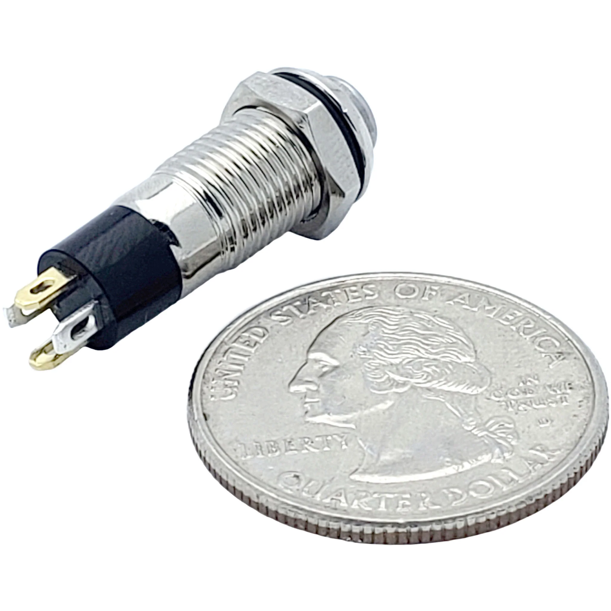 8mm Panel-Mount Momentary Push Button with Green LED indicator - Image 2