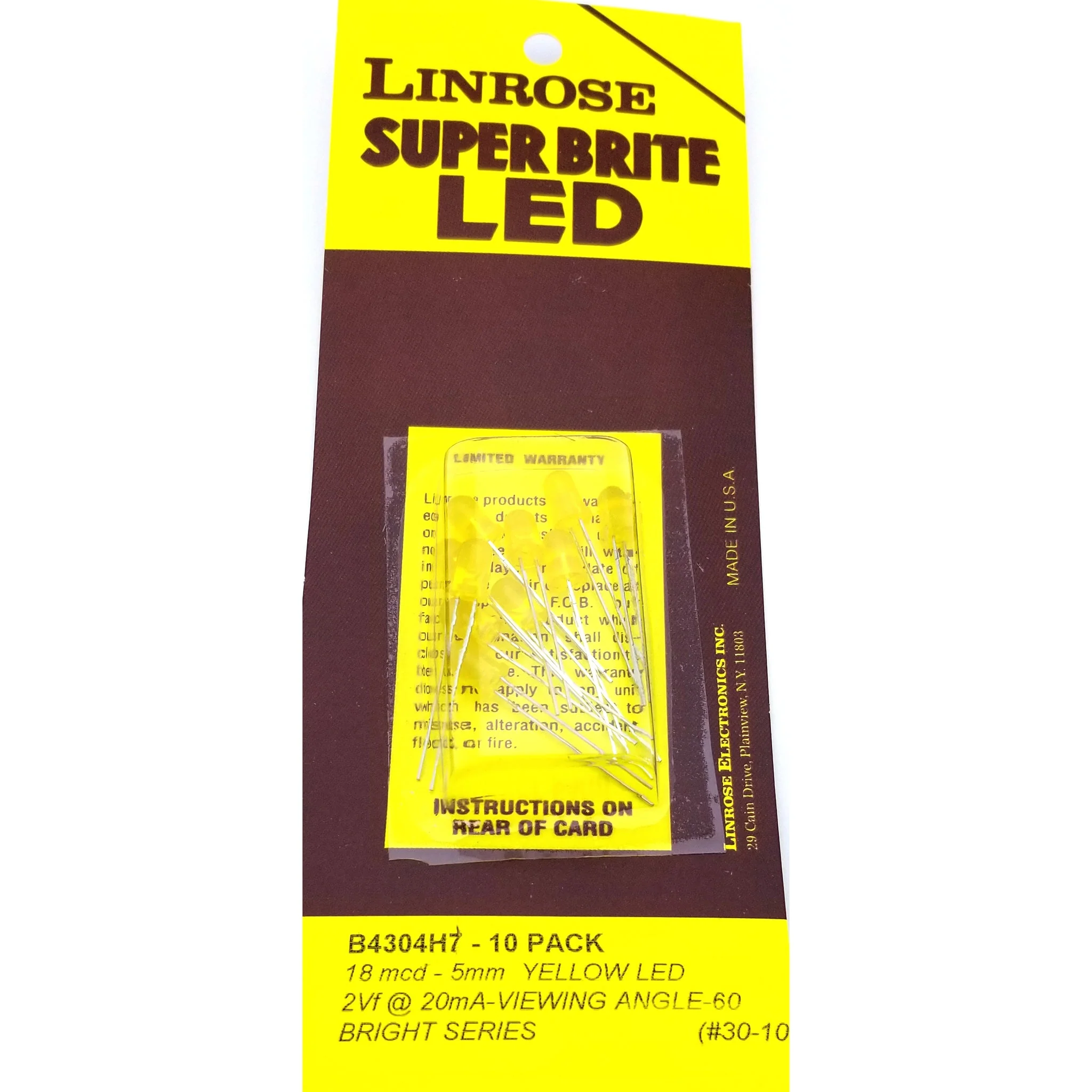 Linrose B4304H7 5mm LED - Yellow - 10 PK