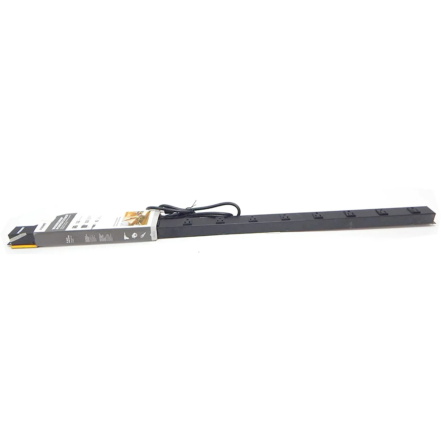 Prime PB800012 12-Outlet 4' Metal Power Strip w/ 6-foot cord, Black - Image 2