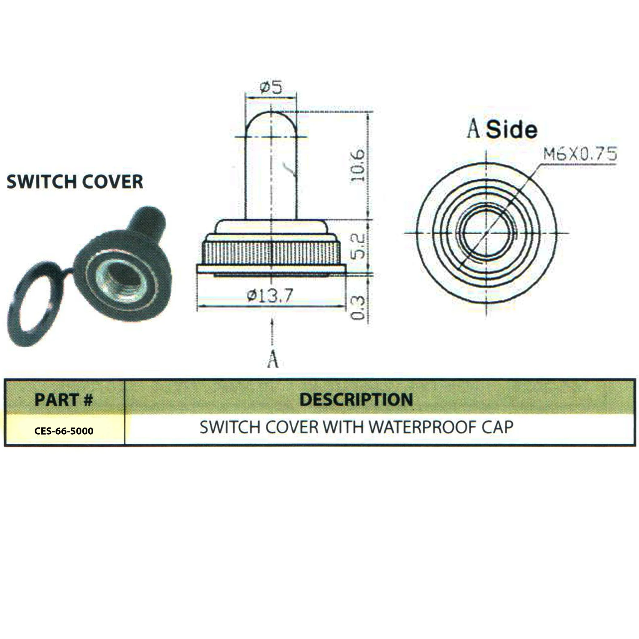 Toggle Switch Rubber Boot - Small - M6 Thread - Image 4