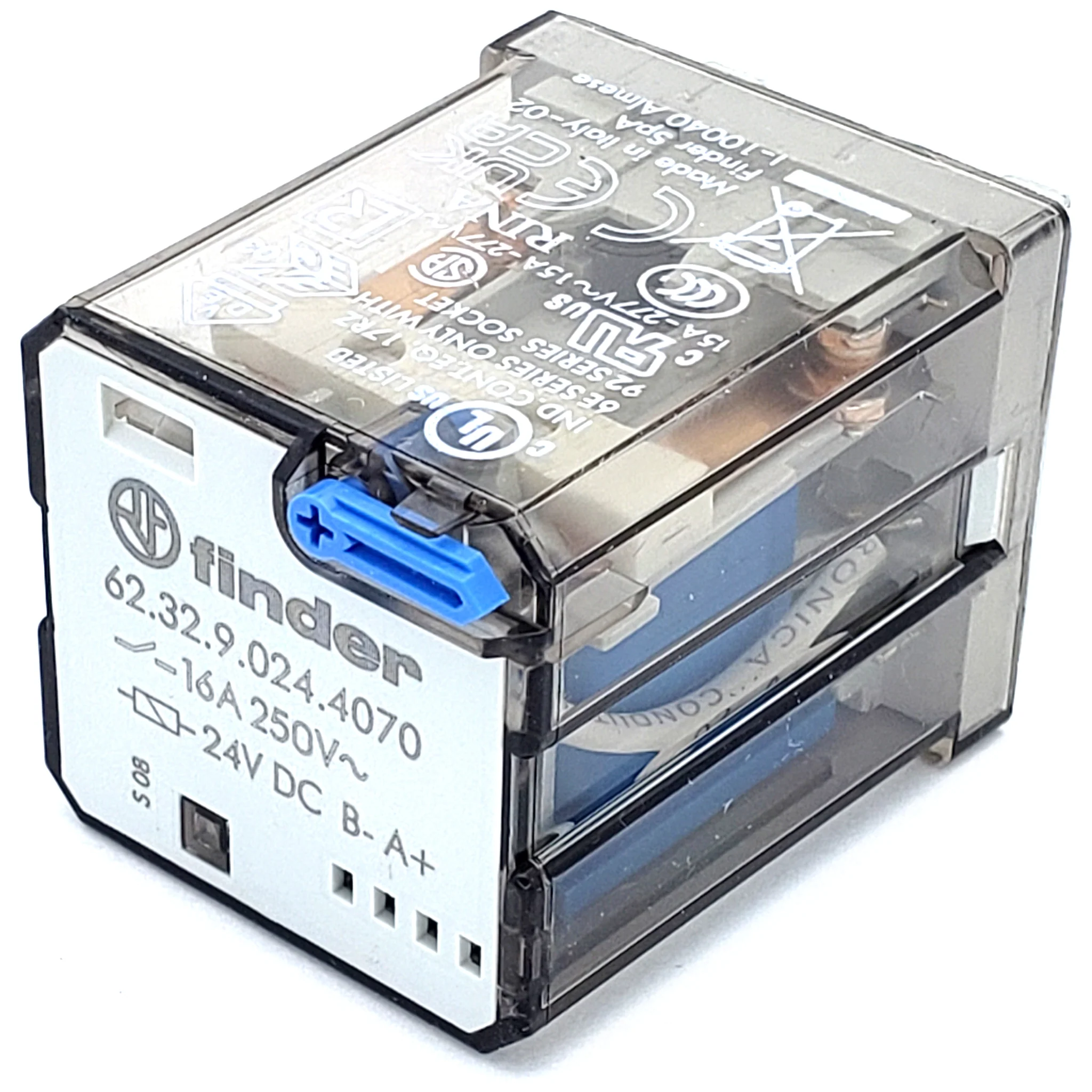 DPDT 24V DC Coil - 16A 250V AC Contacts - Power Relay - Finder 62.32.9.024.4070