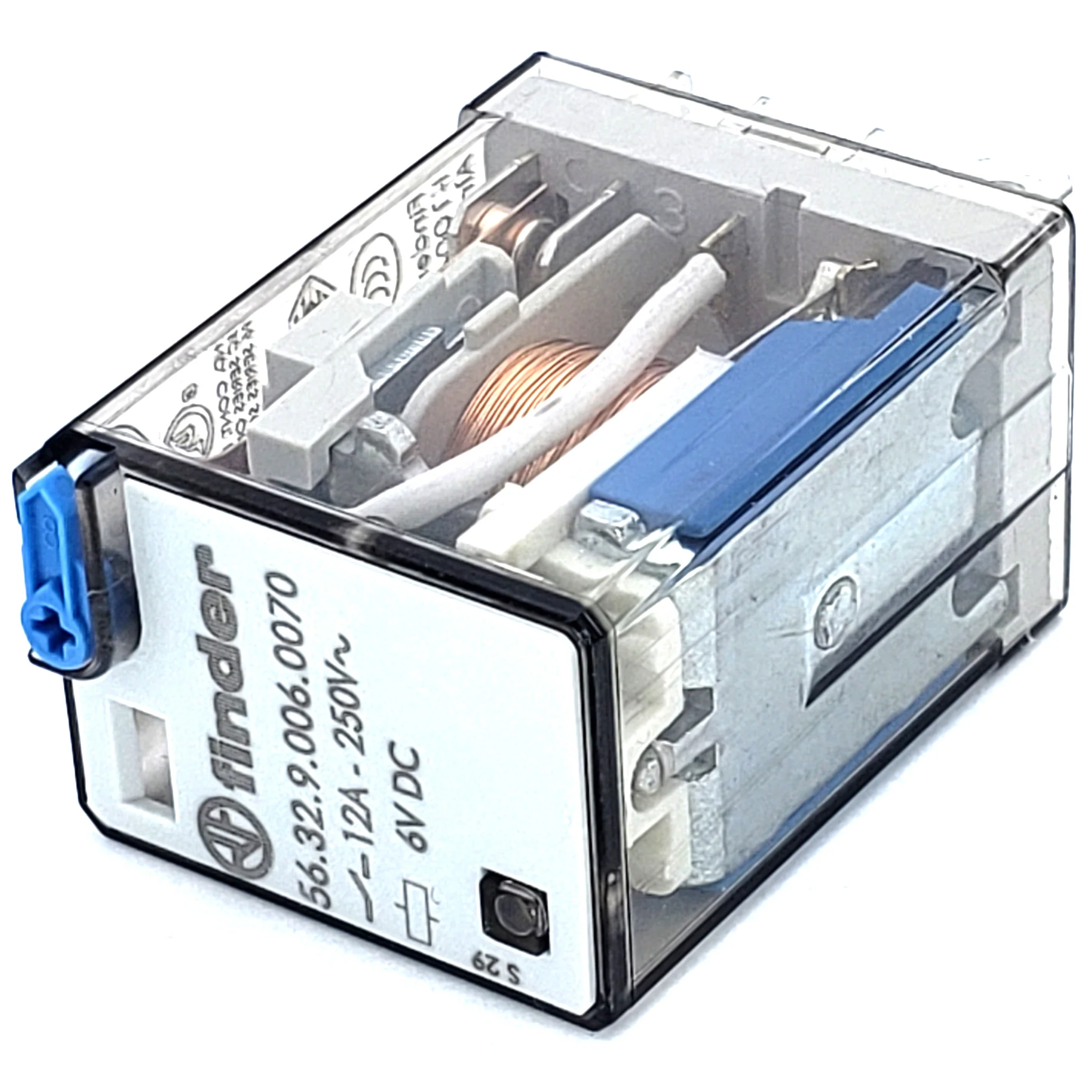 DPDT 6V DC Coil - 12A 250V AC Contacts - Power Relay - Finder 56.32.9.006.0070