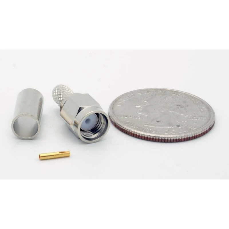 Reverse SMA Male 3 Piece Crimp Connector for RG-58 Coax - Image 2