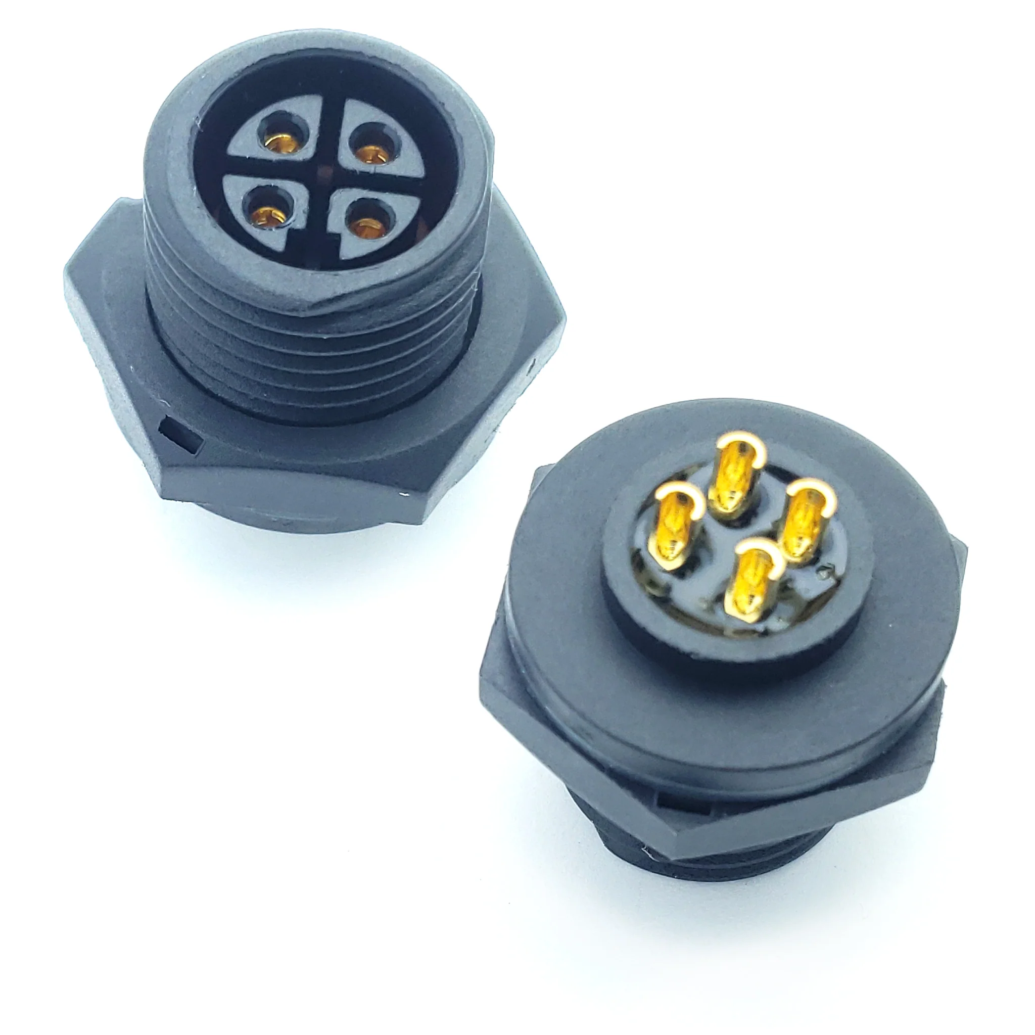 Medium Series 4 Pin Female Chassis Front Mounting Waterproof Connector - 18-24 AWG - Image 3