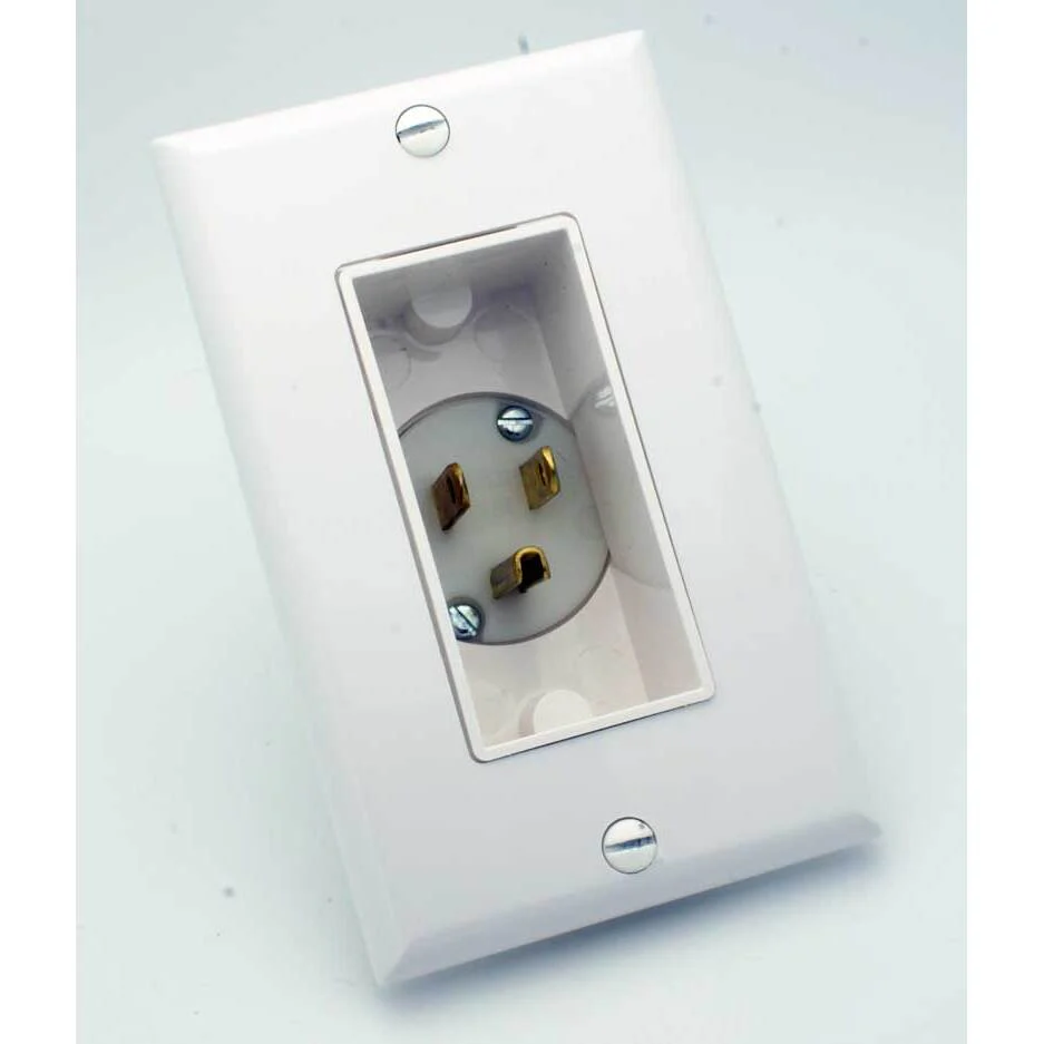 Recessed AC Inlet (Male Plug) Decora Wall Plate - Midlite 4642-w - Image 3