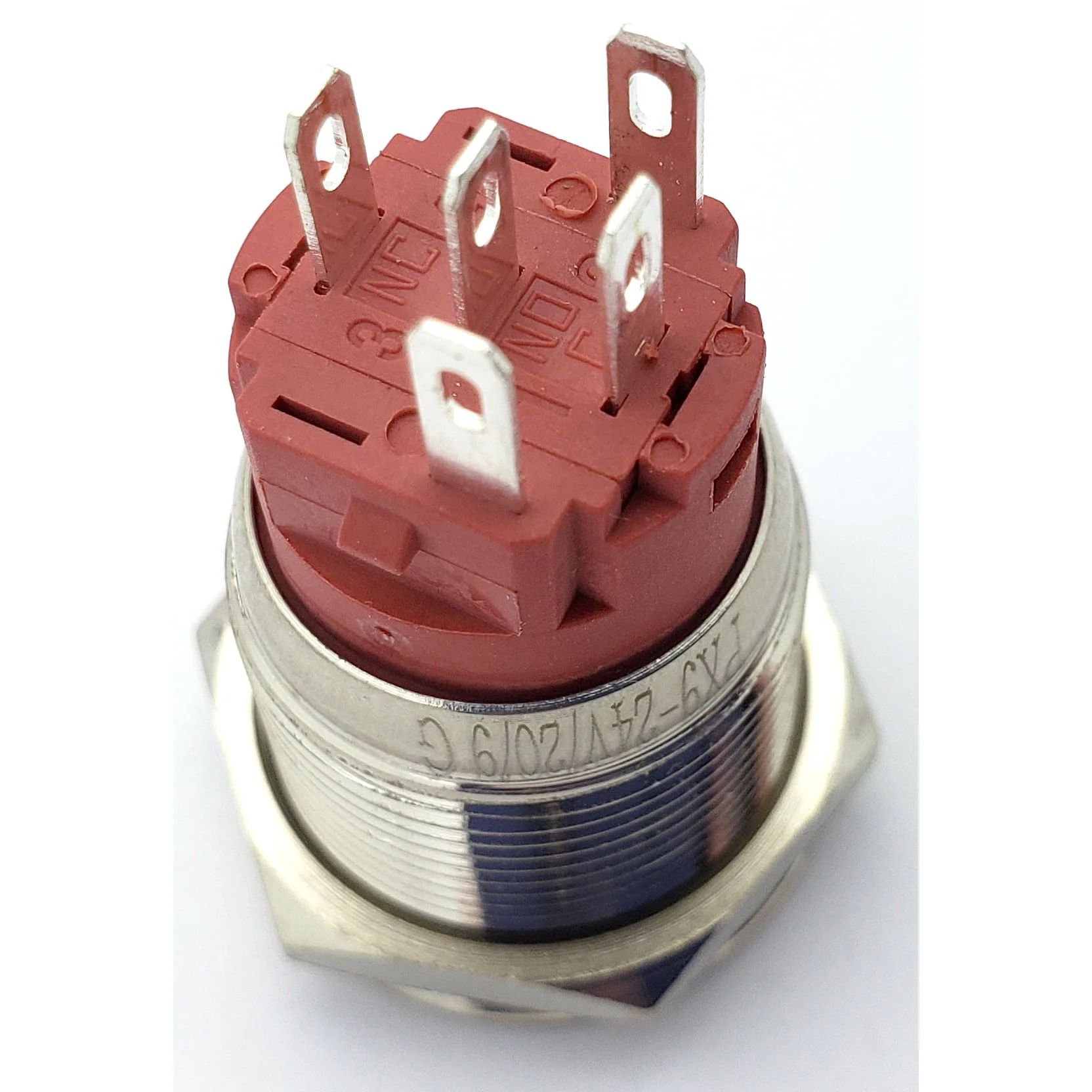 Push Button Switch, Push On Push Off, LED Illuminated Colored Ring, Metal, Waterproof, 19mm - Image 2