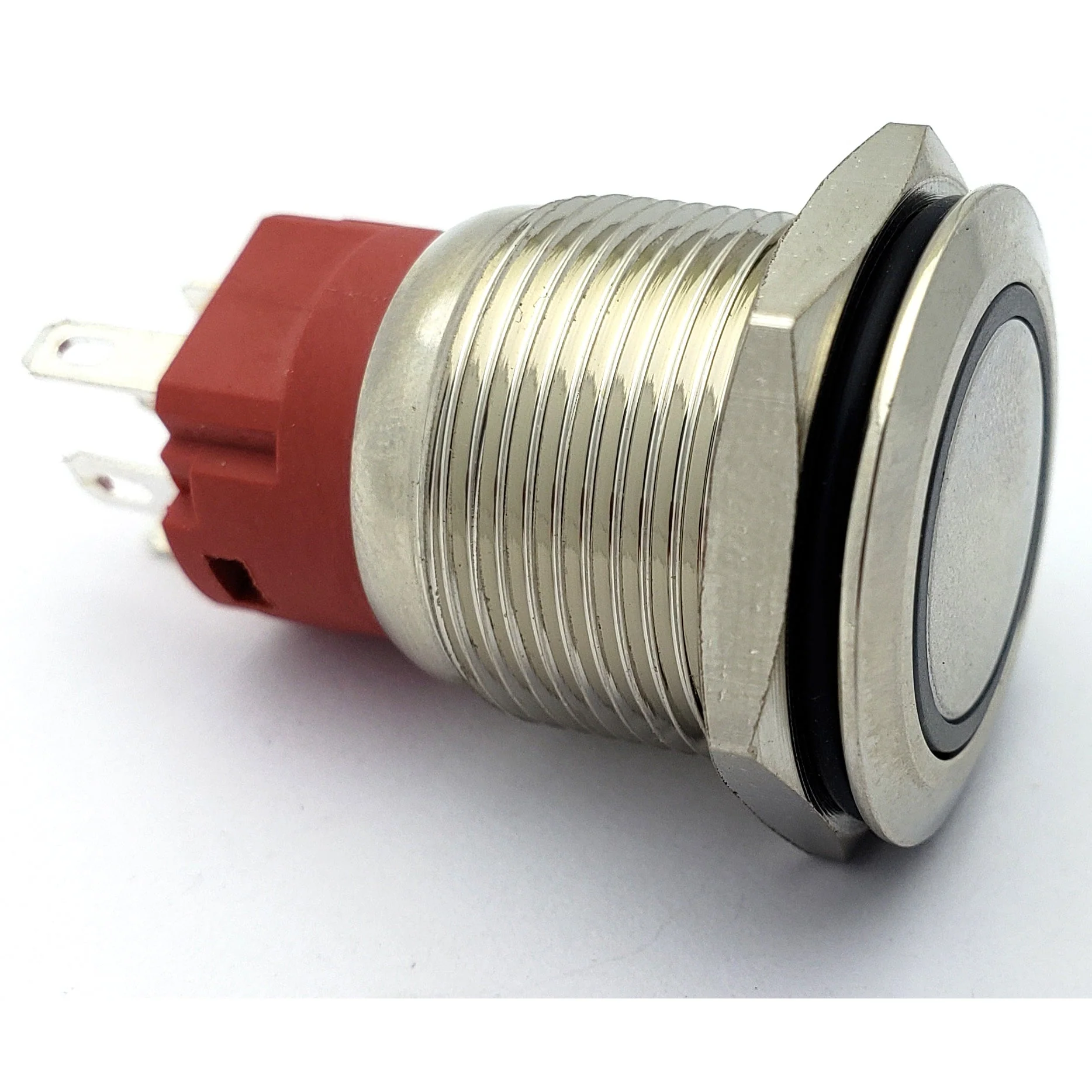 Push Button Switch, Push On Push Off, LED Illuminated Colored Ring, Metal, Waterproof, 19mm - Image 3