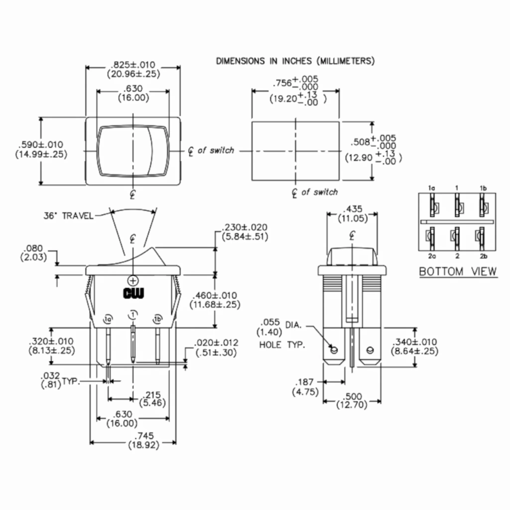 Rocker Switch DPDT 16A 125V - Image 2