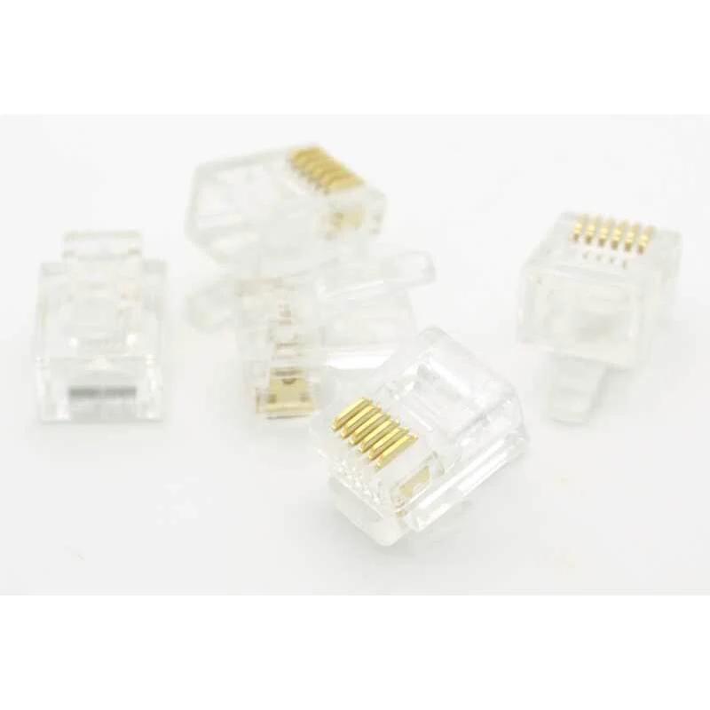 RJ-12 Male Crimp Plug - Flat or Round Cable - 6P6C
