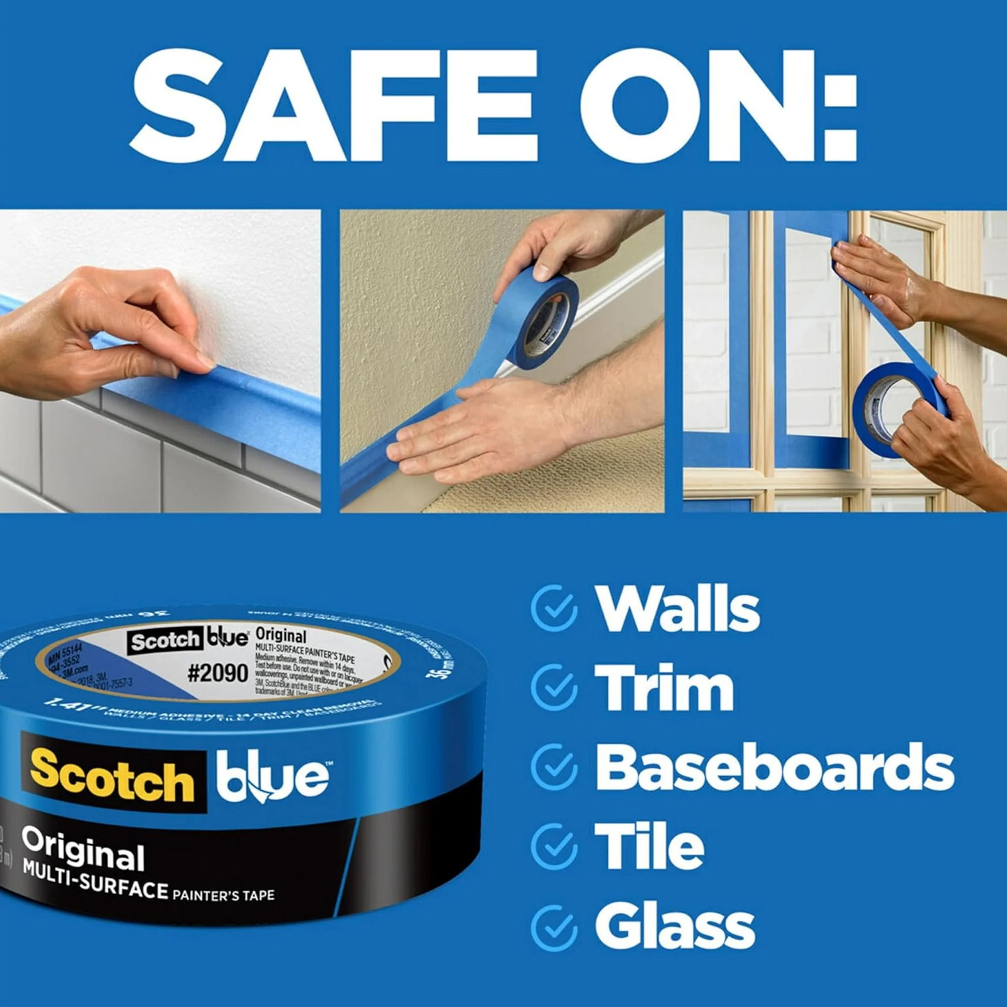 Scotch Blue Painters Masking Tape - 0.94 Inches x 60 Yards - Multi-Surface - 1 Roll - Image 2
