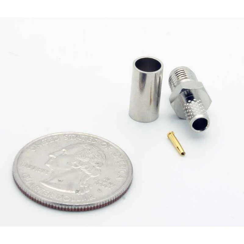 SMA Female Crimp Connector – 3-Piece for RG-58 Coax, 50 Ω, Gold Pin, Nickel-Plated - Image 3