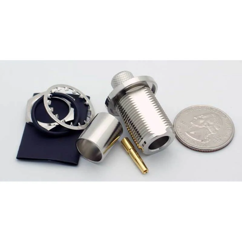 N Bulkhead Female 3 Piece Crimp Connector for LMR-400 - Image 2