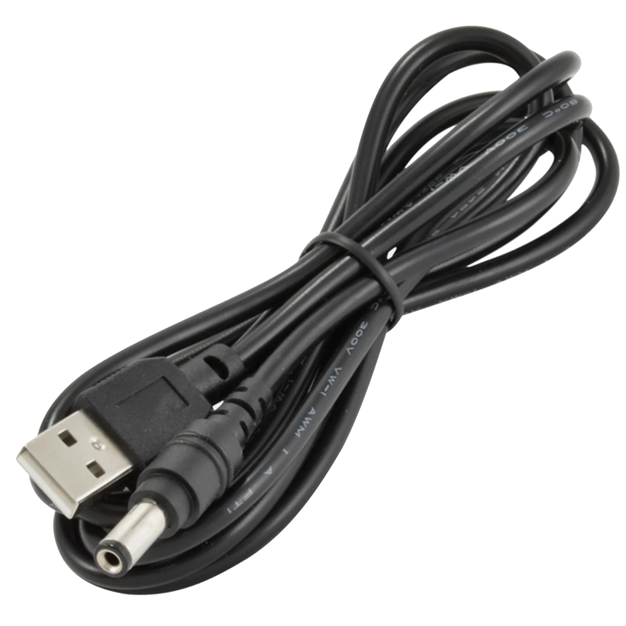 USB 5V to 2.1mm DC Barrel Plug - Great For  Addressable LED Strip Controllers - 24 AWG - 5ft