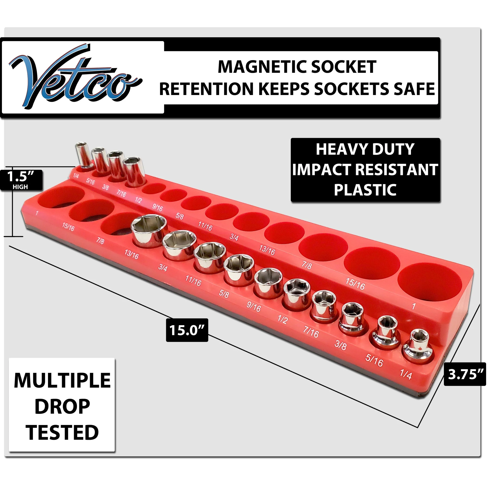 26-Piece SAE 3/8th Magnetic Socket Holder - Image 6