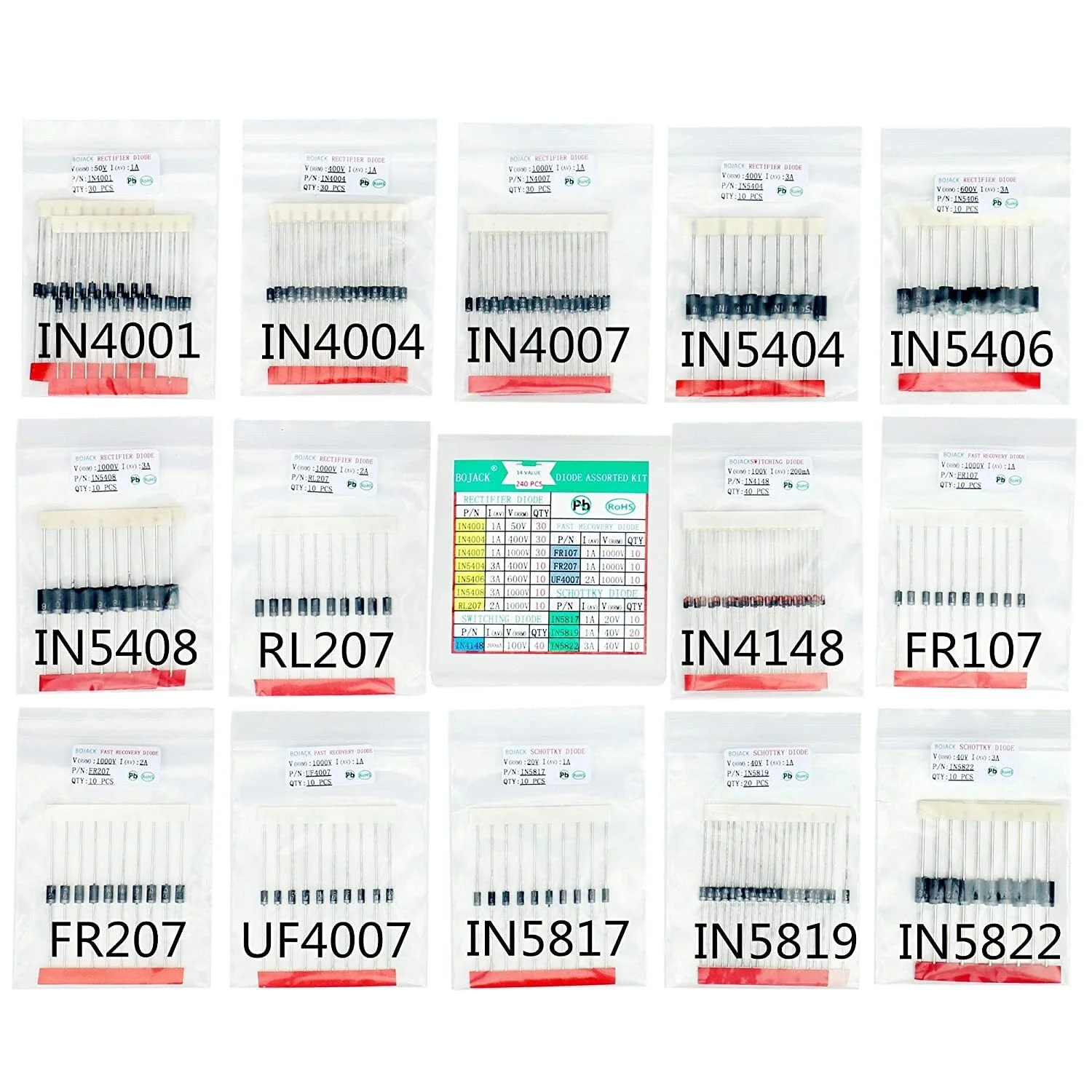 14 Value 240 pcs Diode Assortment Kit - Image 2