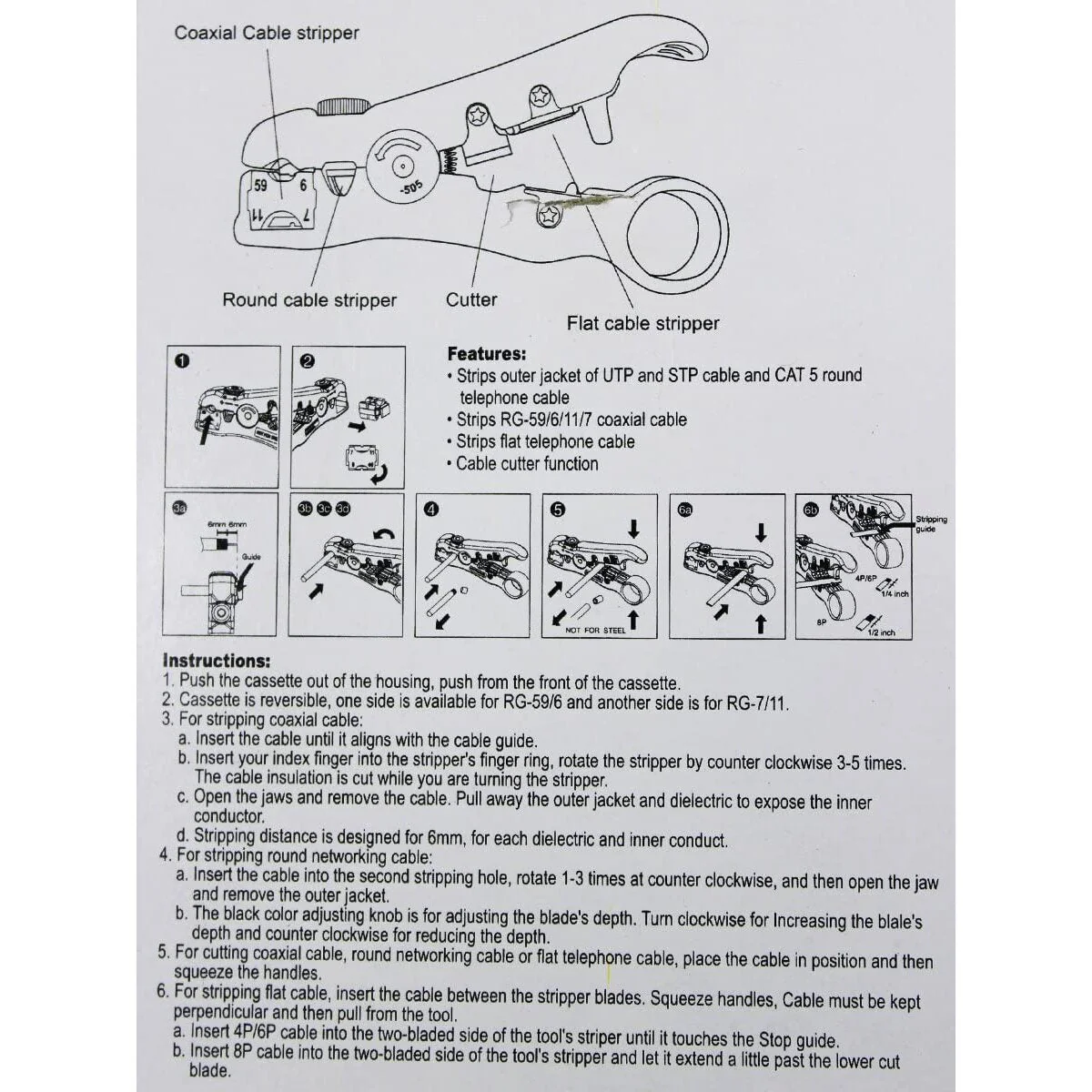 Universal Cutter Stripping Tool for Cat6 Wire - Image 5