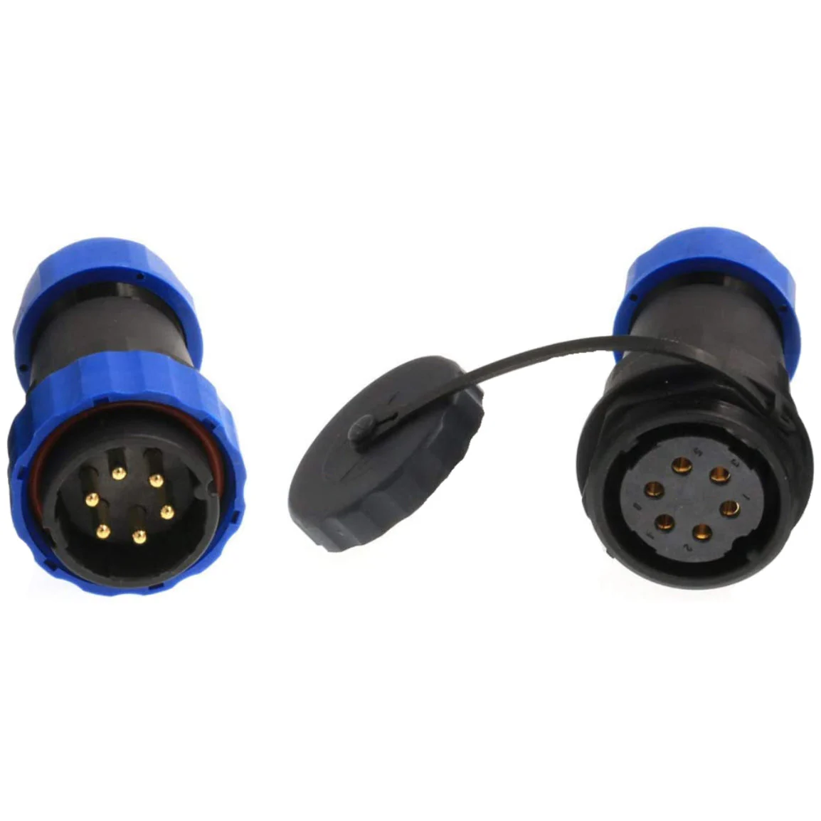6 Pin Waterproof Connector - 25 Amps - Male Female Pair With Cap