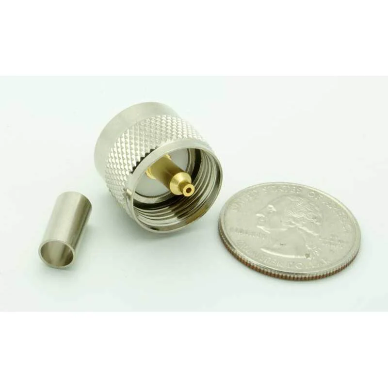 UHF Male 2 Piece Crimp Connector for RG-58 (PL-259) Gold Pin - Image 2