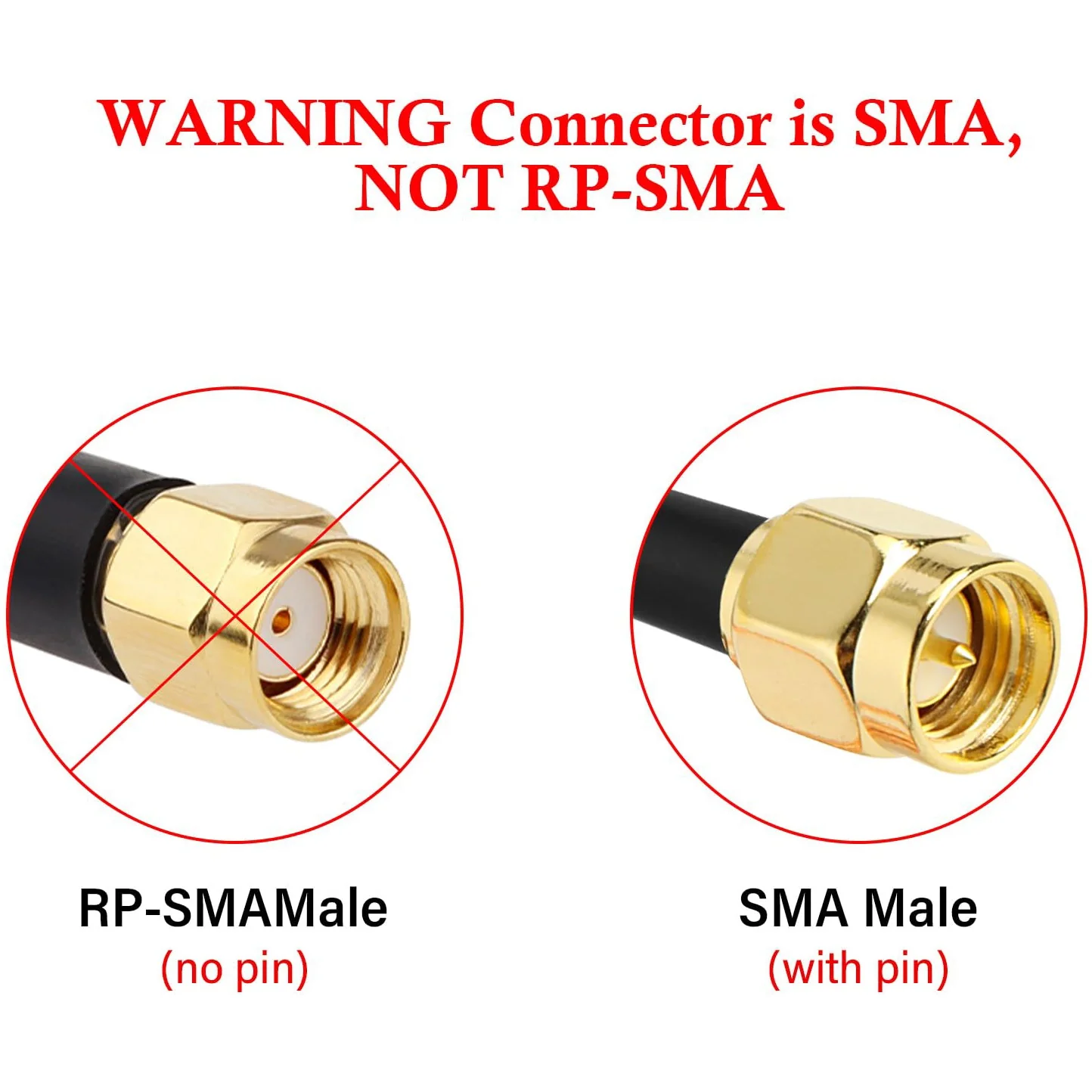 SMA Male to SMA Male Cable 3FT, RG316 - Image 3