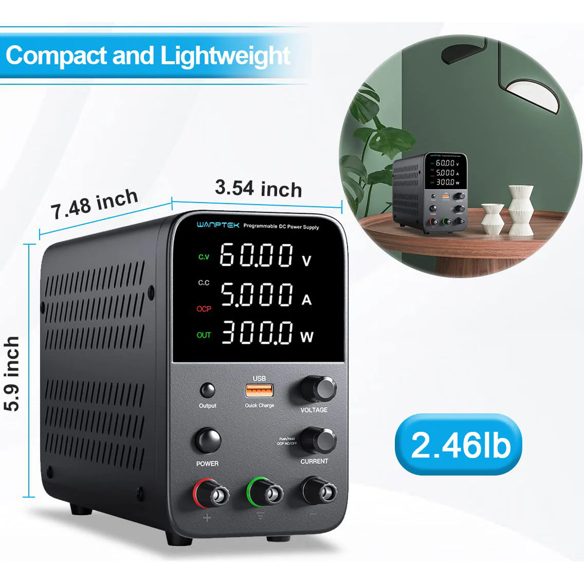 60V 5A Adjustable Bench Top LAB DC Power Supply - Image 5