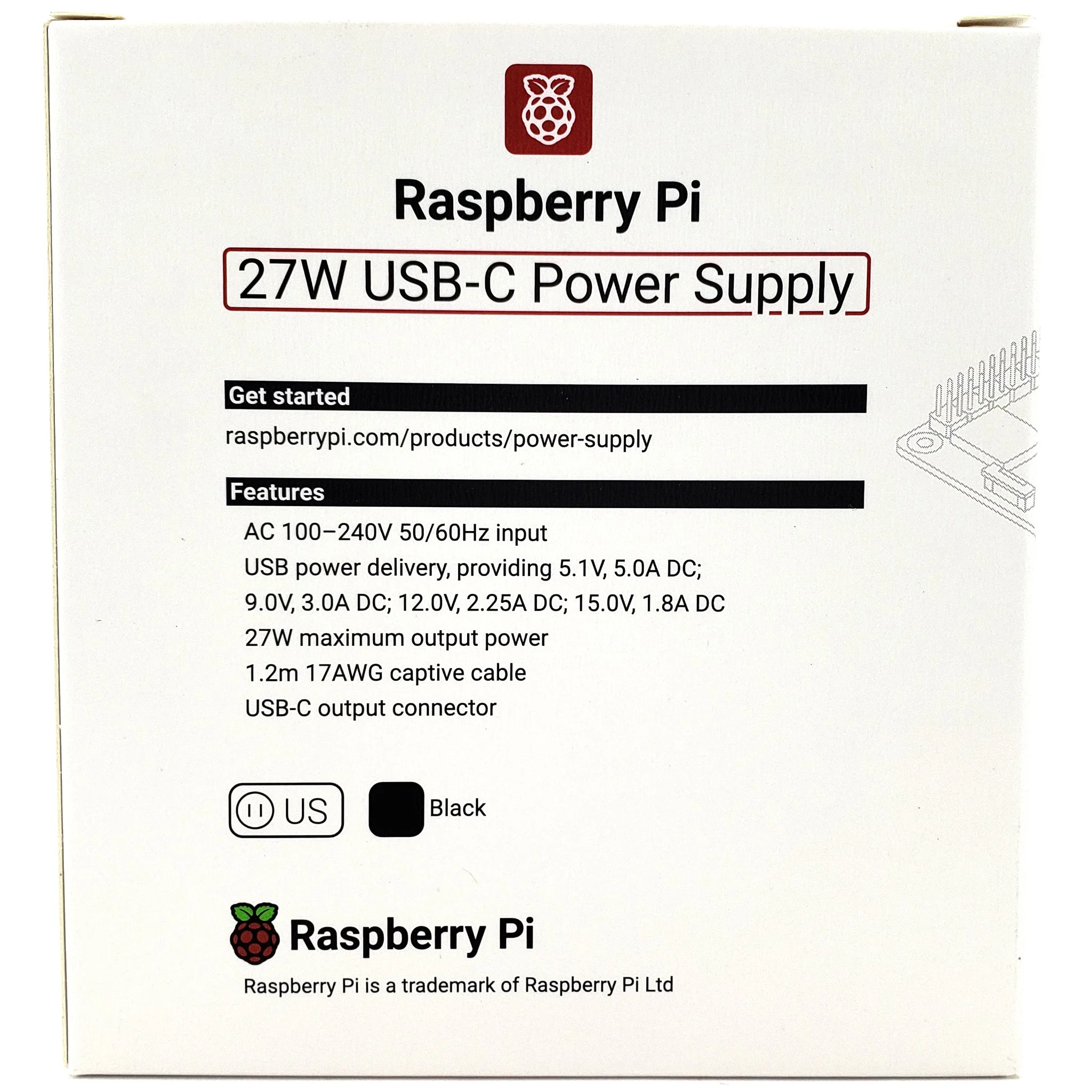 Raspberry Pi USB-C 27W Power Supply - Official - PD Support - Image 3
