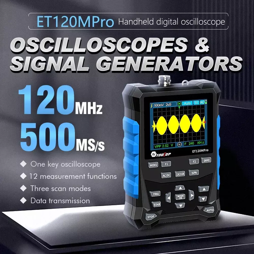 Handheld Pocket 120 MHz Digital Color Oscilloscope - Single Channel - Image 3