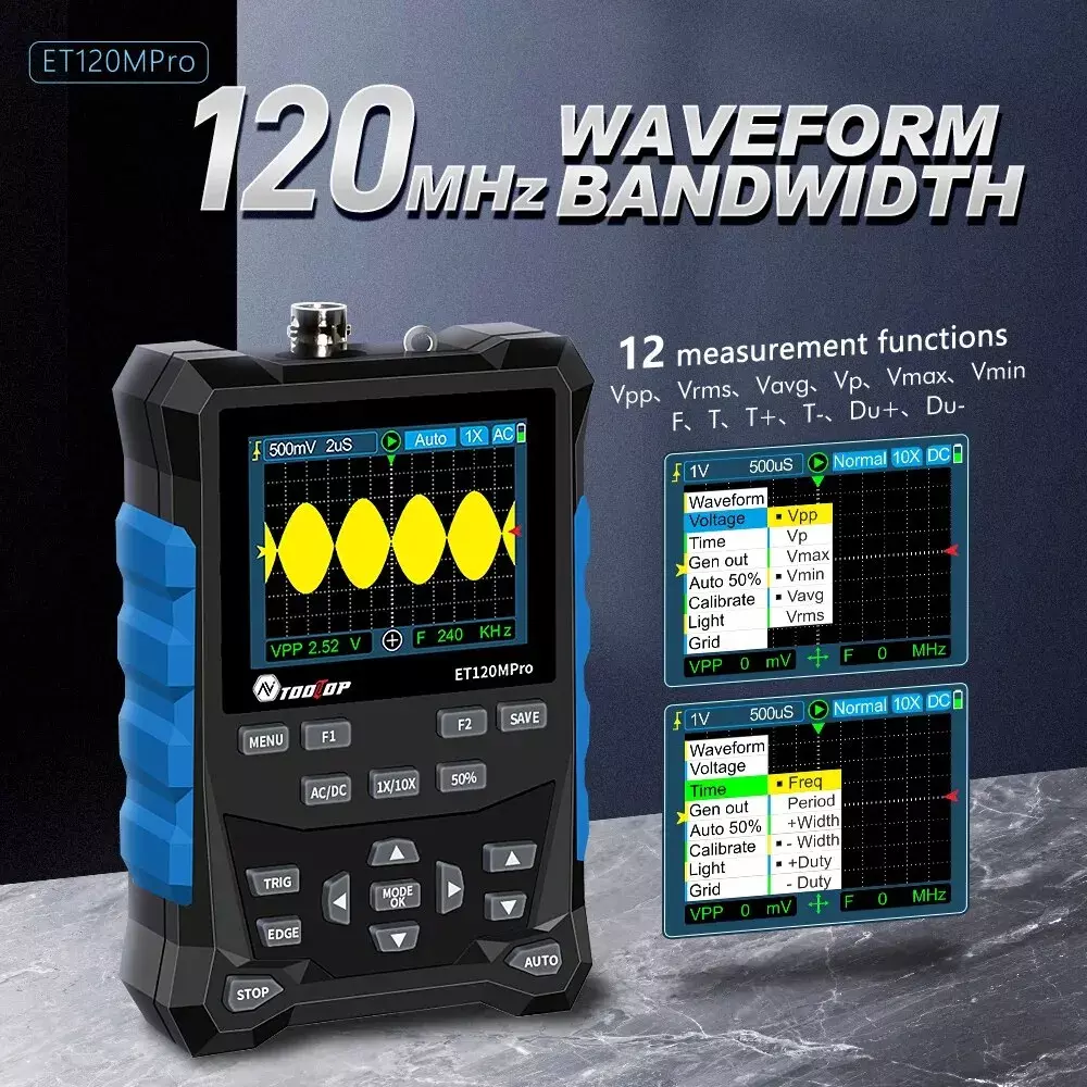 Handheld Pocket 120 MHz Digital Color Oscilloscope - Single Channel - Image 5