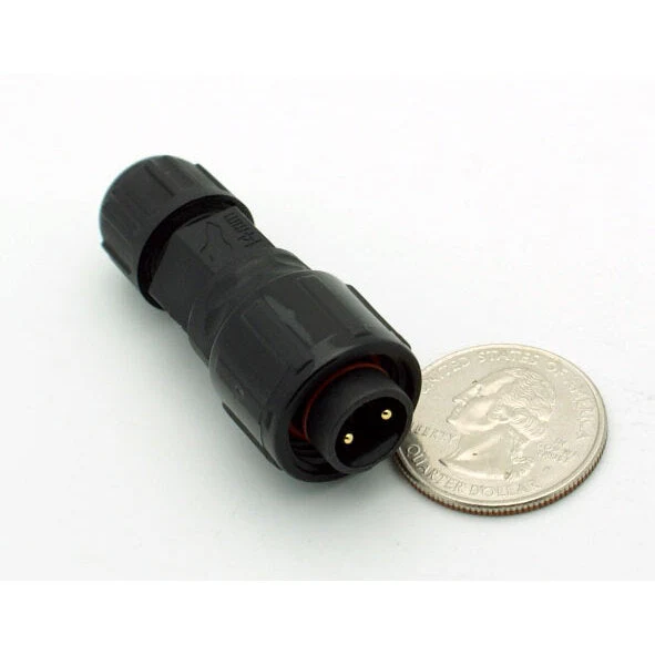 Medium Series 2 Pin Male Inline Waterproof Connector - 18-24 AWG - Image 2