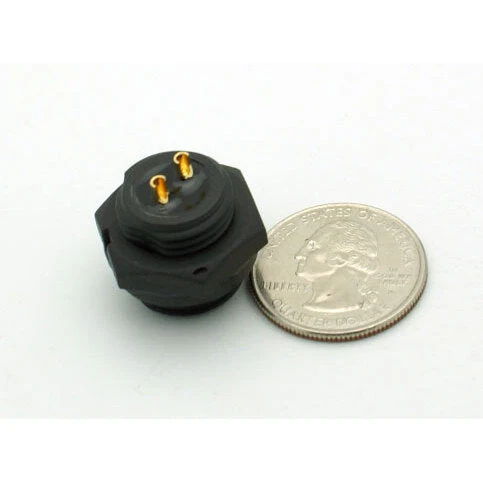 Medium Series 2 Pin Female Chassis Mount Waterproof Connector - 18-24 AWG - Image 3
