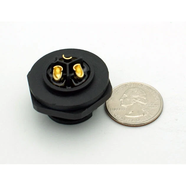 Extra Large Series 3 Pin Female Chassis Mount Waterproof Connector - 12-18 AWG - Image 3