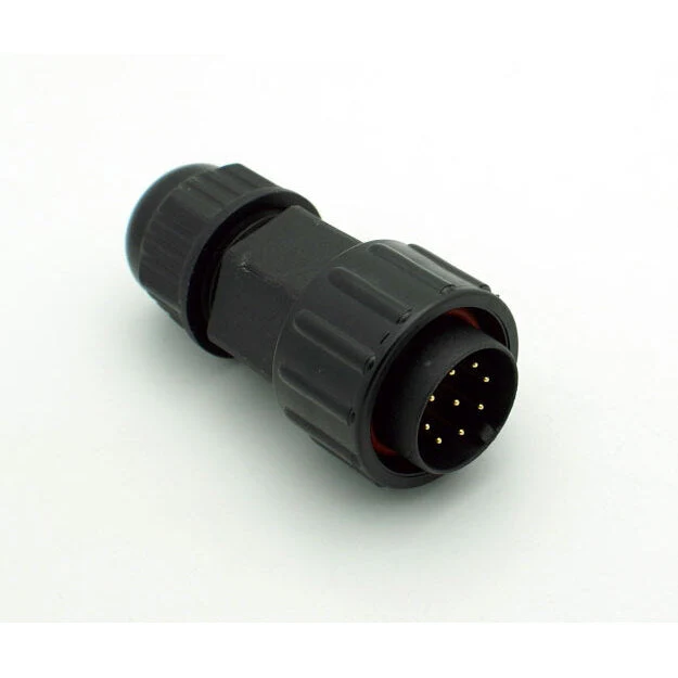 Extra Large Series 9 Pin Male Inline Waterproof Connector - 18 AWG