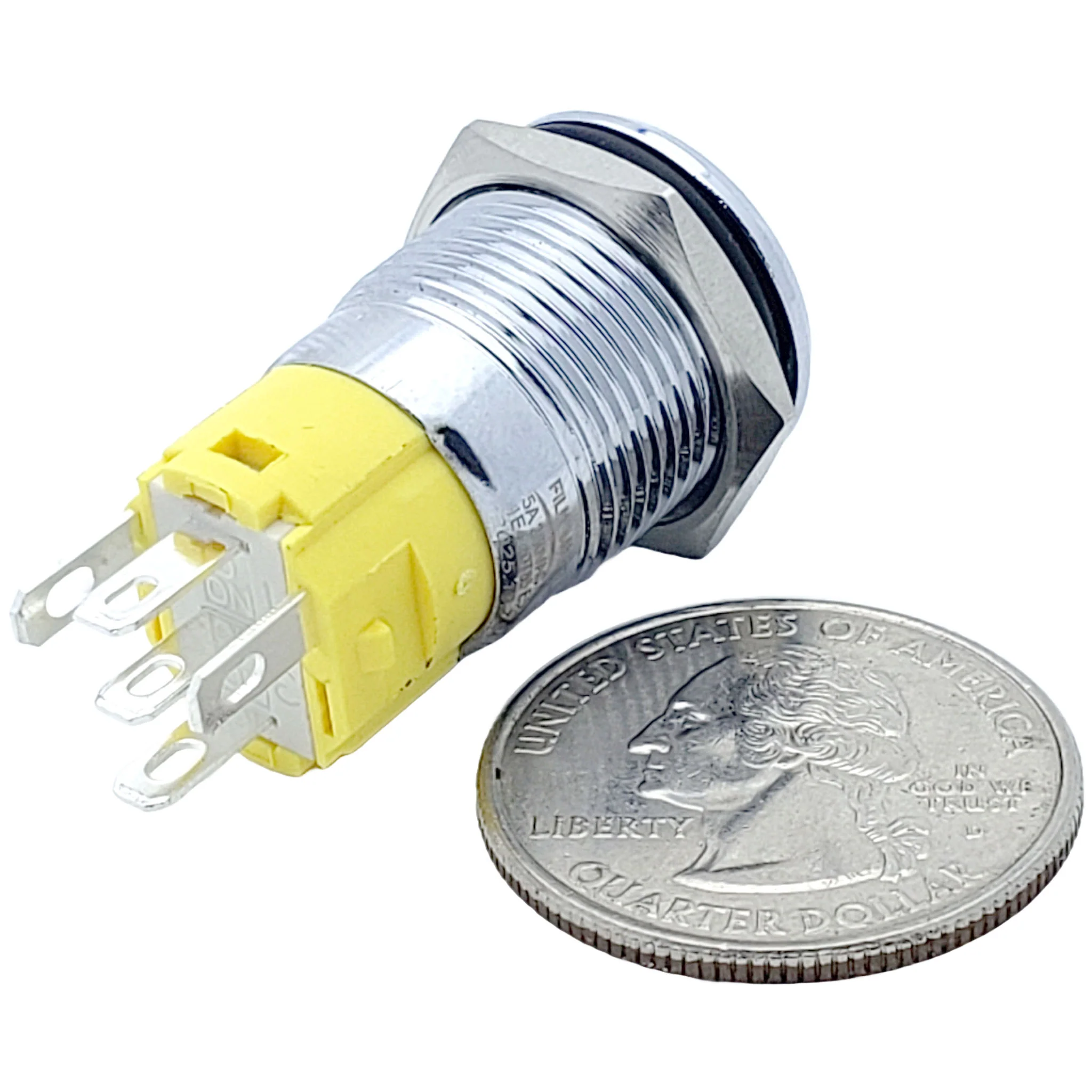 Waterproof Metal Latching Push Button Switch with Green LED Indicator - Image 2