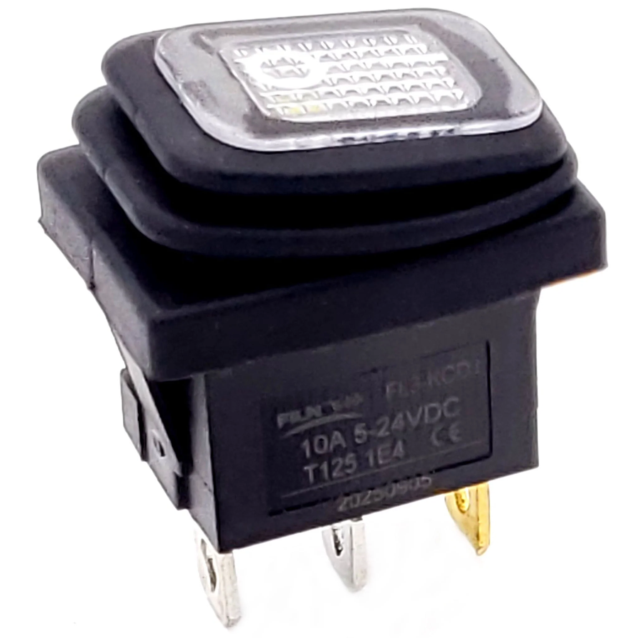 Waterproof White Rocker Switch 12 VDC SPST